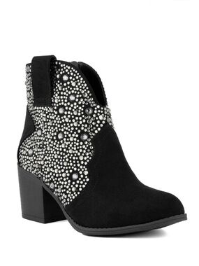 Sugar Women’s Black Studded Cowboy Ankle Boots